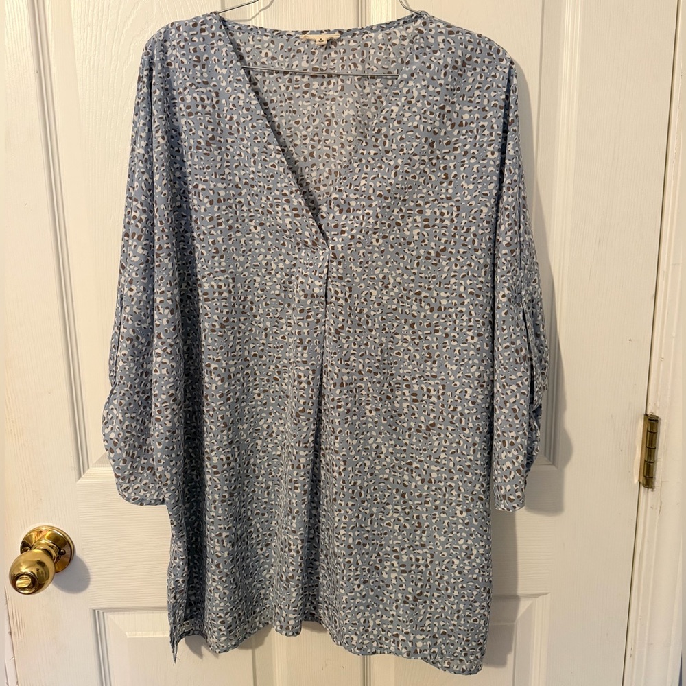 JODIFL Blue and Brown Patterned Blouse